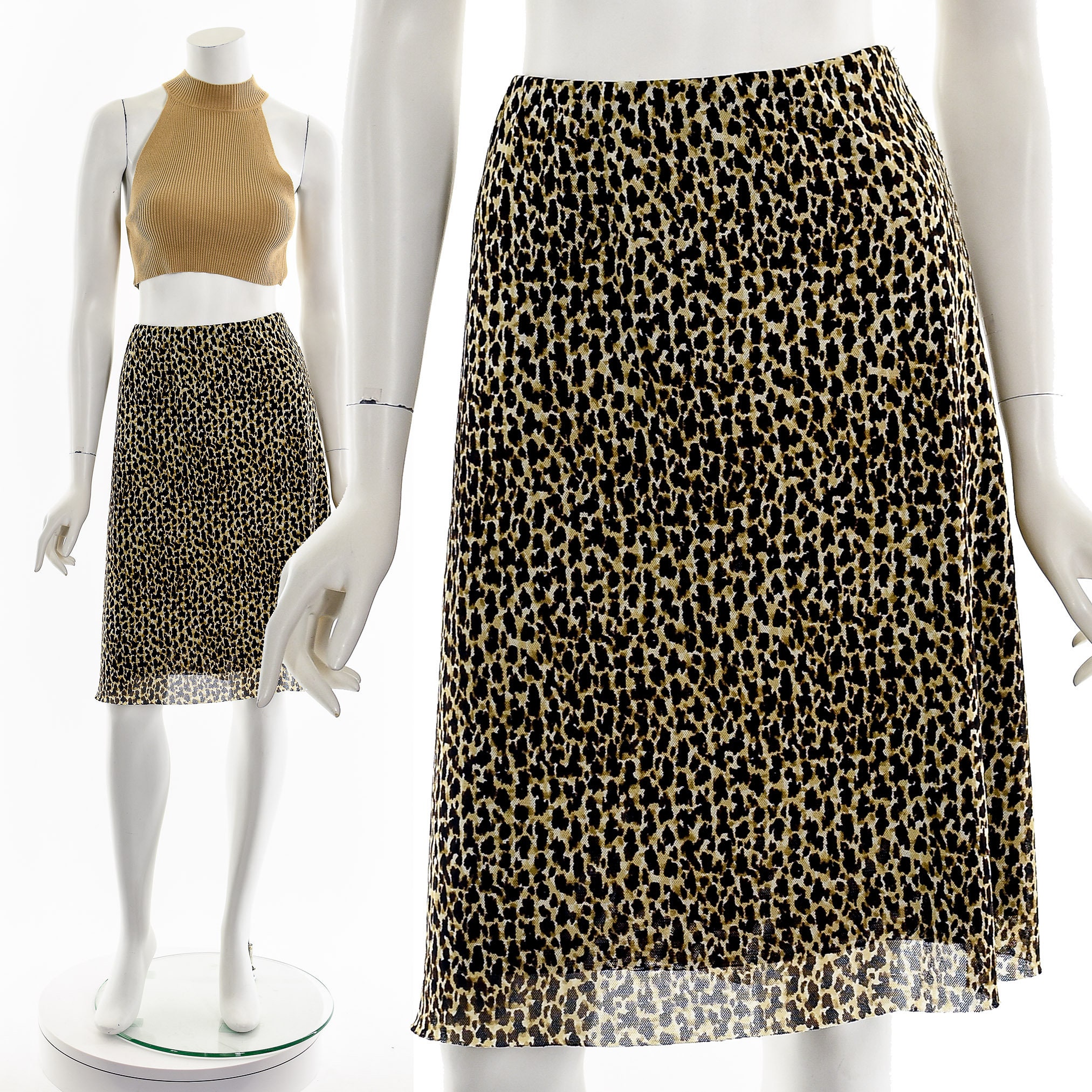 Y2K Cheetah Print Mesh Midi Skirt Etsy UK
