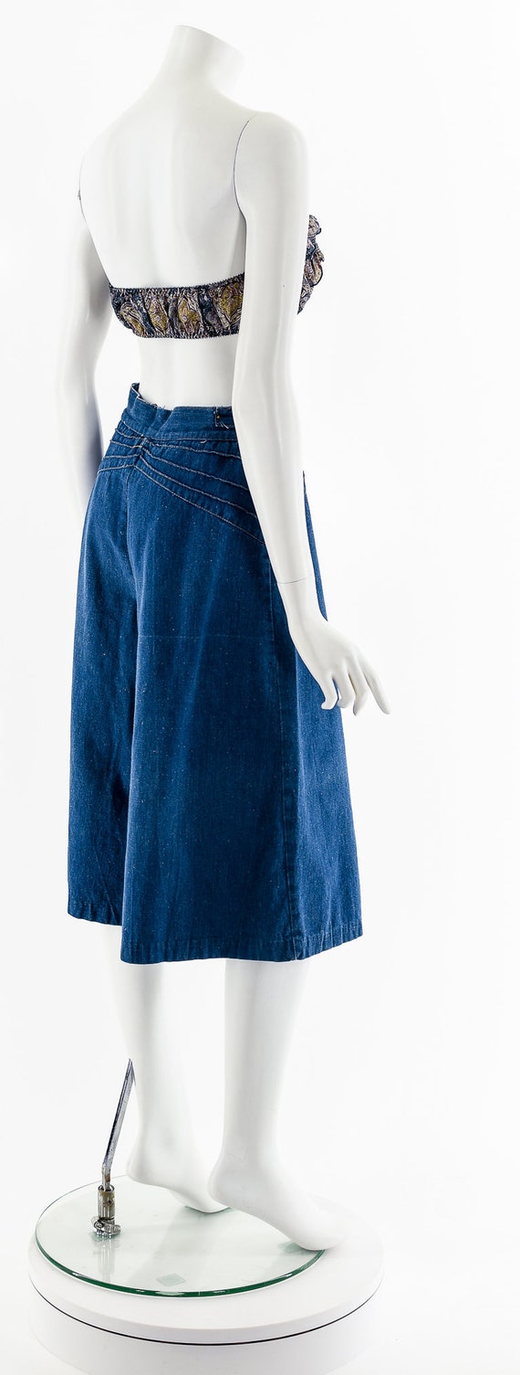 Denim Hippie Palazzo Pants Culottes 70s - image 6