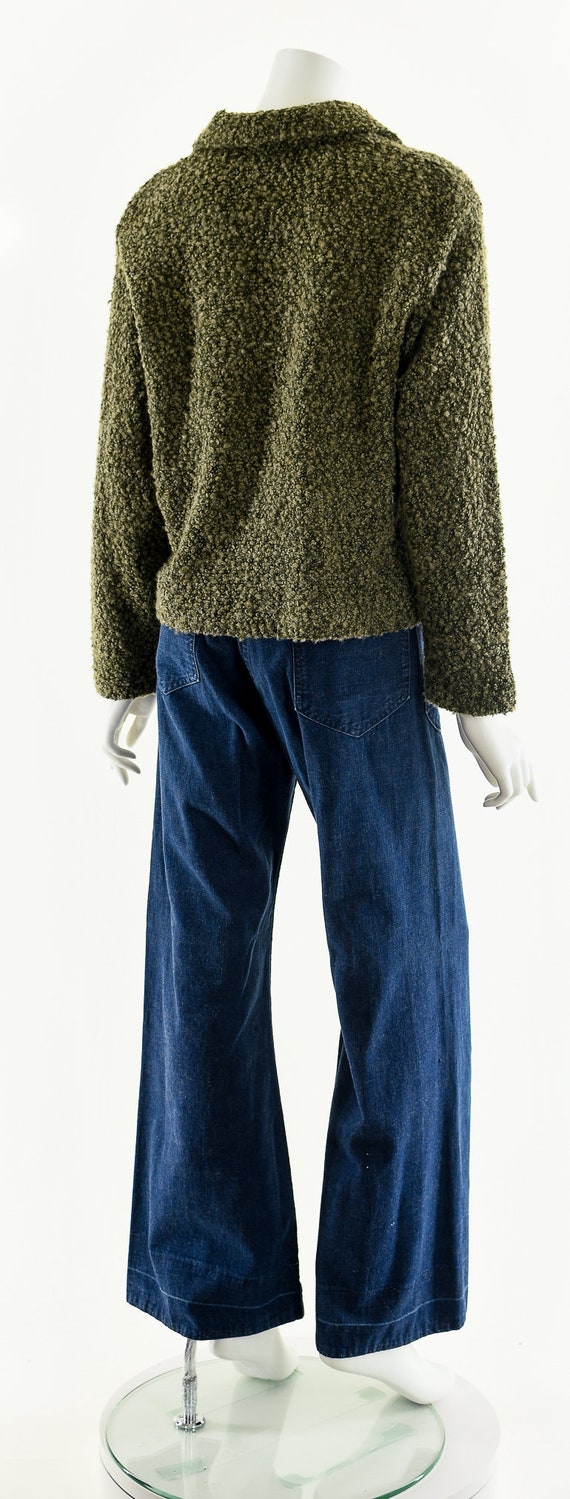 Green Sherpa Nubby Knit Sweater - image 7