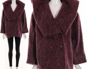 Stunning DRAMATIC Angora Avant Garde Jacket Wool Jacket Angora Wool Jacket Double Breasted Peacoat Cocoon Jacket Princess Jacket Retro Mod