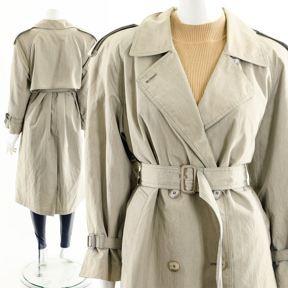 90s Khaki Trench Coat Duster - image 1