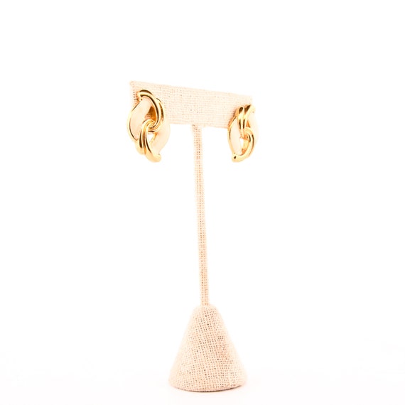 Gold and Cream Abstract Swirl Statement Earrings - image 8