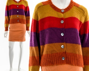 Sunset Rainbow Mohair Cardigan Sweater