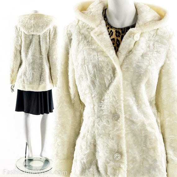 White Faux Fur Coat,90s Plush Teddy Bear Coat,Vin… - image 1