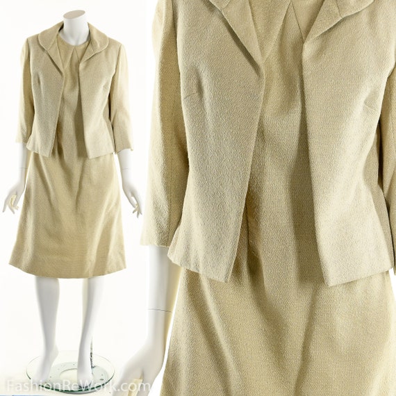 Gigliola Curiel Wool Tweed Two Piece Dress Suit 6… - image 1