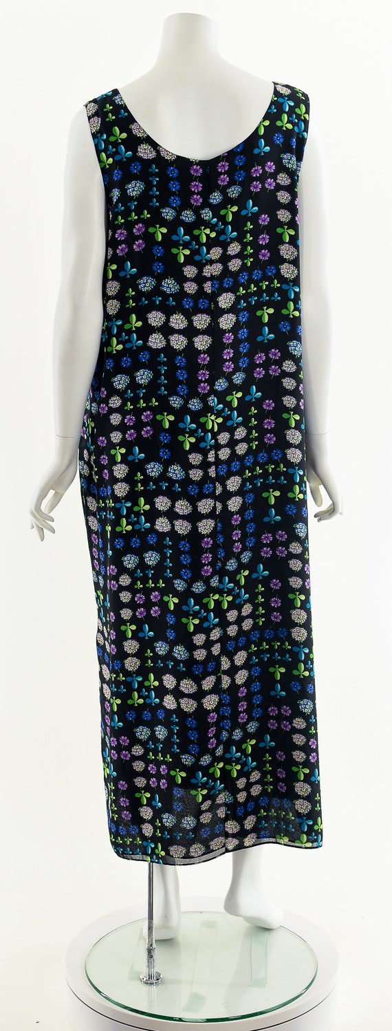 Navy Blue Printed Reversible Chiffon Maxi Dress - image 7