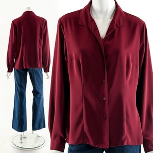 Burgundy Balloon Sleeve Blouse image 2