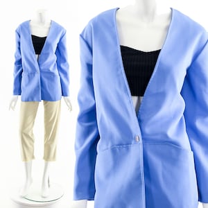 Blue Purple Blazer,80s Periwinkle Blazer,Classic Iconic Blazer Coat,Vintage Blazer Jacket,Business Casual,Structured Tailored Jacket,Easy