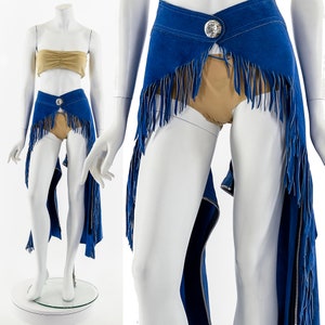 Bright Blue Fringed Western Chaps