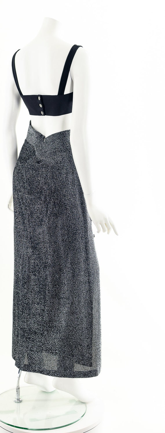 Gun Metal Lurex 70s Midi Skirt - image 7