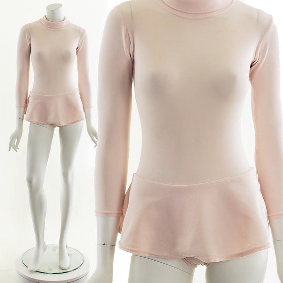 Baby Pink Bodysuit,70s Turtleneck Bodysuit,Vintag… - image 1