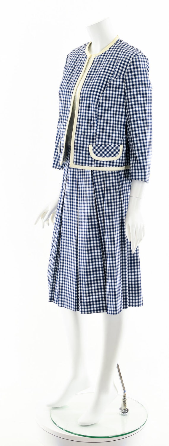 50s Blue Gingham Dress Set,50s Two Piece Dress,Vi… - image 10