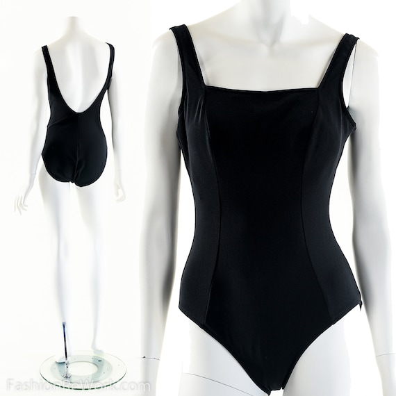 90s Black Swimsuit Lands End One Piece Suit Vintage Black Bathing Suit retro Inspired Swimsuit pinup Inspired Bathing Suit 50s Inspired Etsy