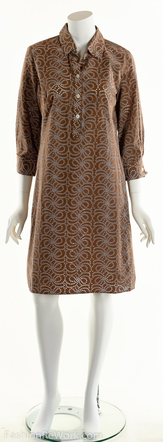 Brown Eyelet Dress, 90's Shirt Dress, Button Down… - image 2