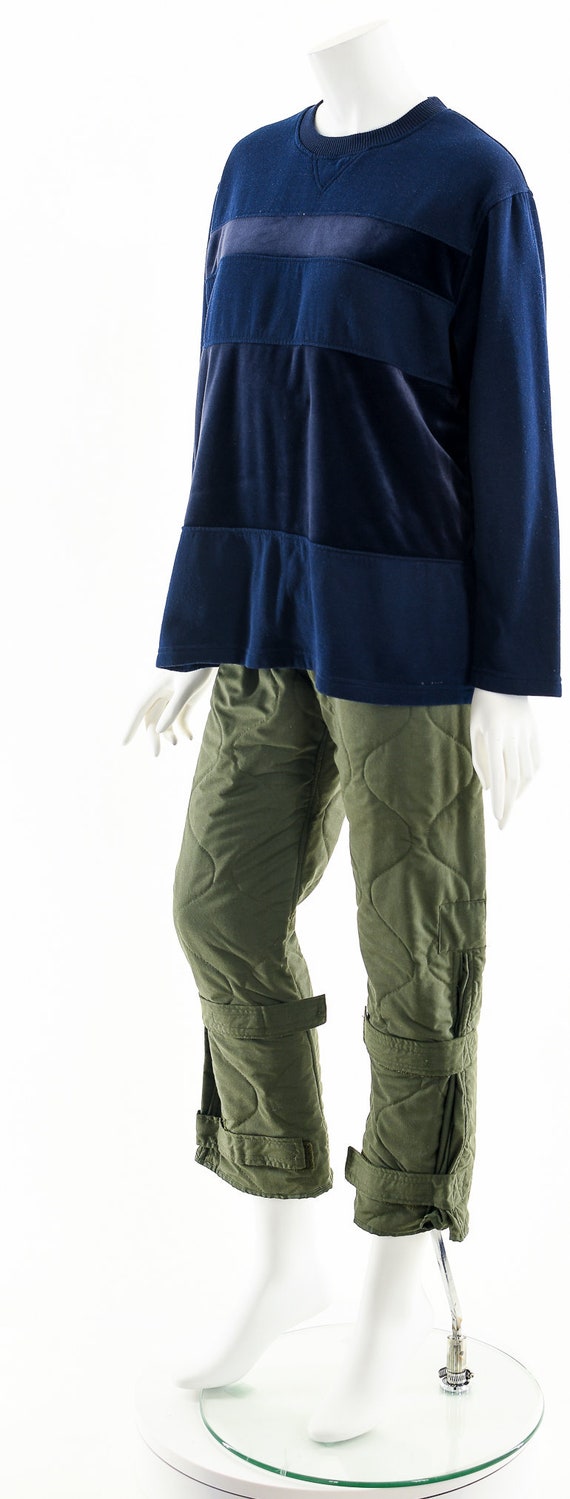 navy patchwork velvet sweatshirt - image 10