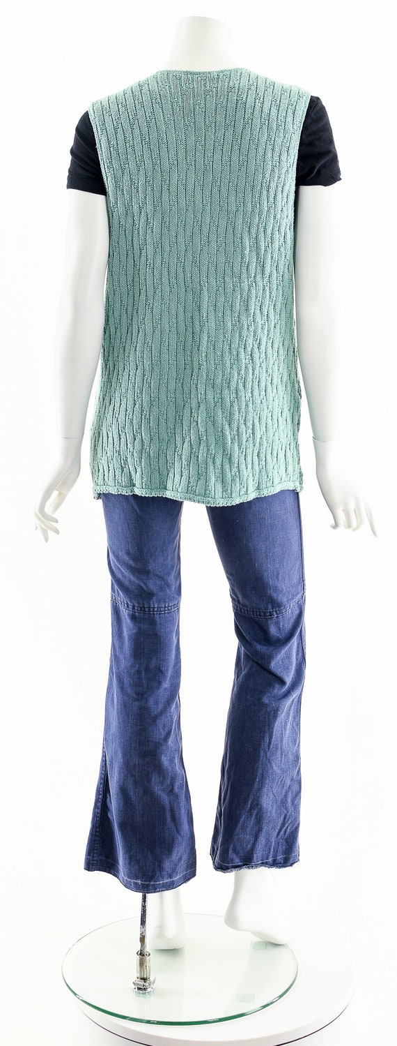 Sea Green Crochet Knit Cardigan Vest - image 7