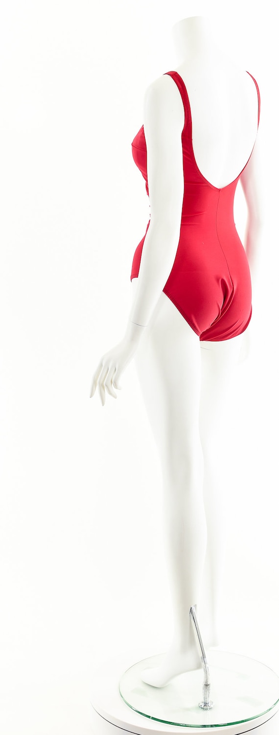 red bathing suit,red one piece,red vintage suit,6… - image 8