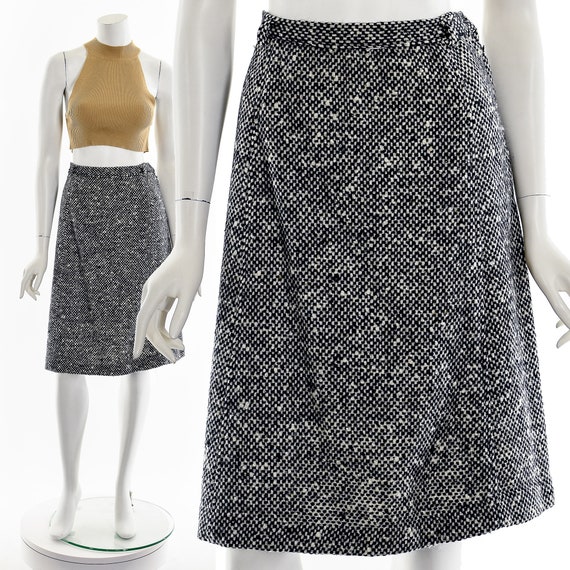 50s Tweed Woolen A-Line Skirt