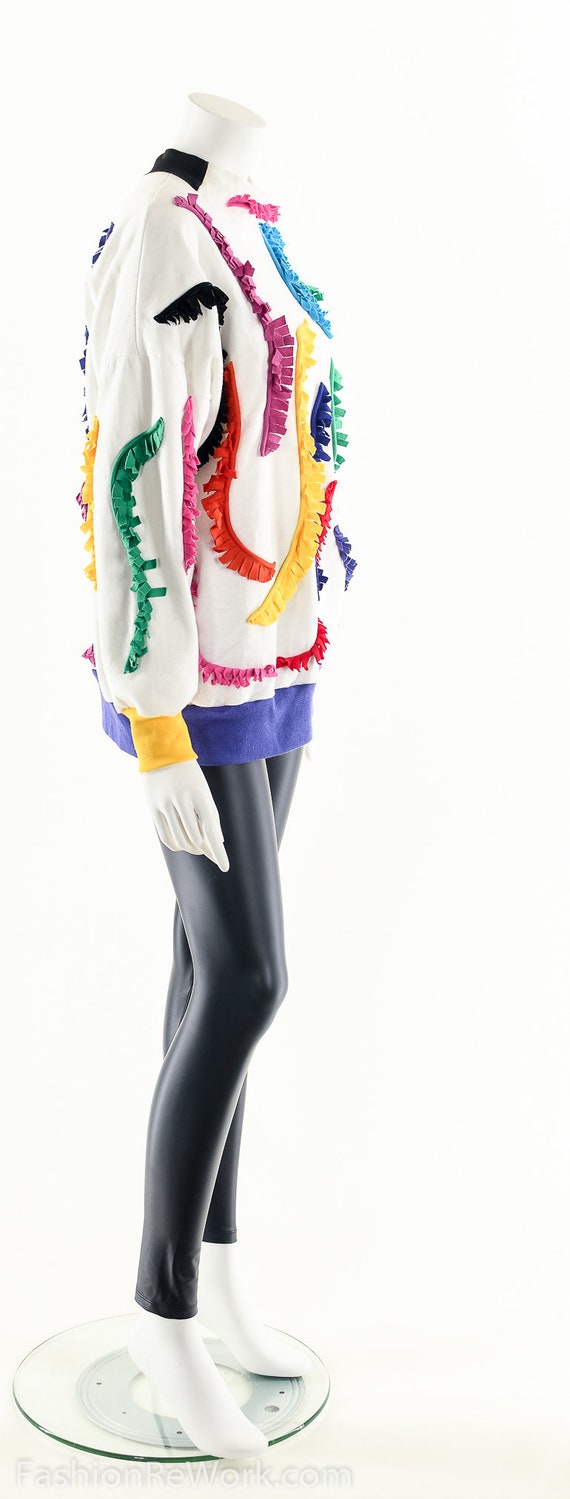 RAINBOW SHAG Pullover,Dolman FRINGE Sweatshirt,Ba… - image 3