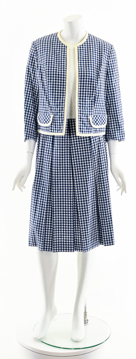 50s Blue Gingham Dress Set,50s Two Piece Dress,Vi… - image 4