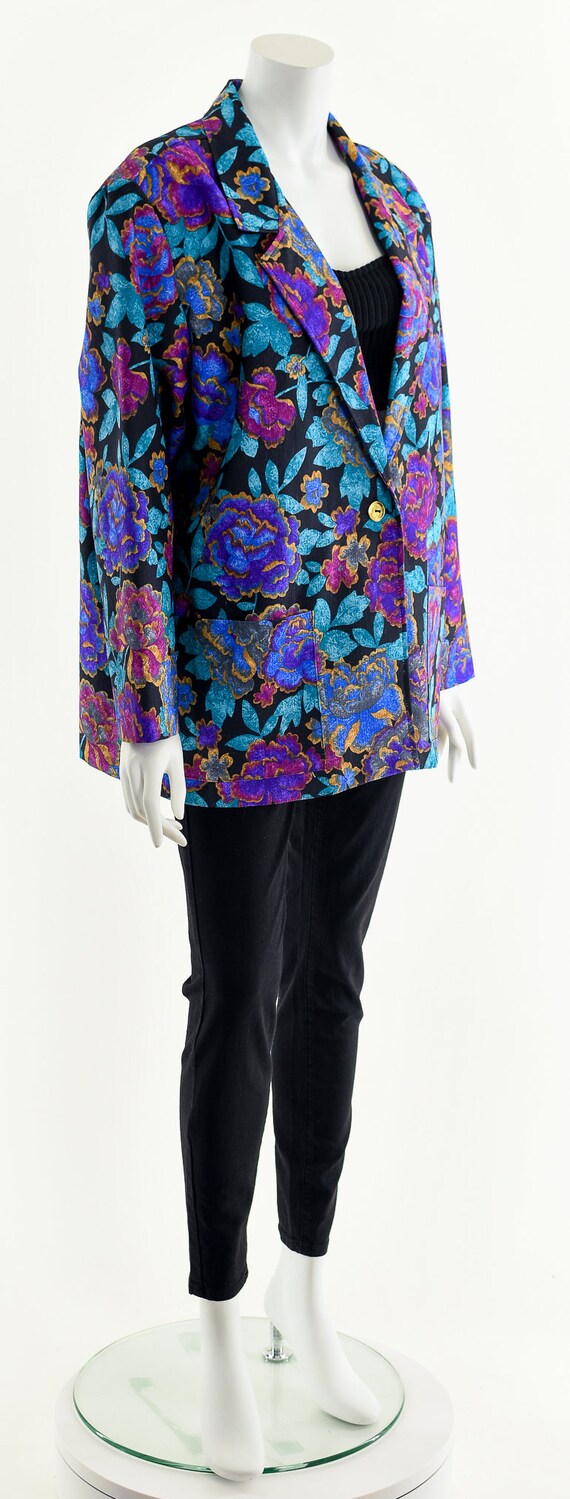 Bright Jewel Tone Floral 80s Jacket - image 4