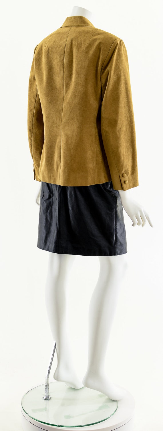 Tan Suede Power-Suit Blazer Jacket - image 6