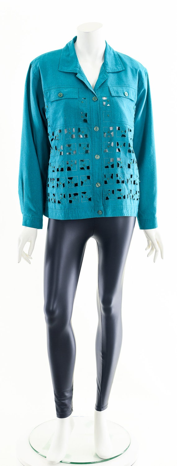 Unique Turquoise Cutout 90s Jacket - image 4