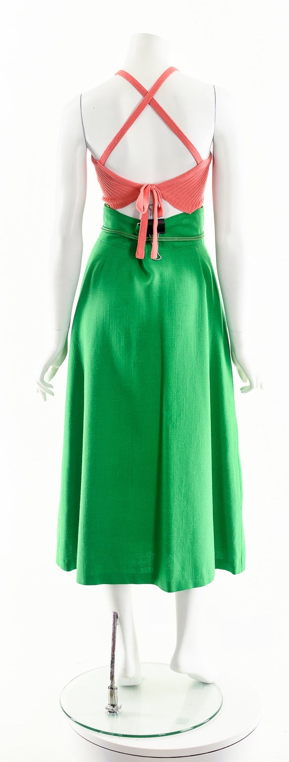 Green Corset Skirt,Lace Up Linen Skirt,High Waist… - image 7