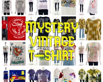 Mystery VINTAGE TShirt, Thrifted Tee Style Bundle, Graphic Tee Thrift Box, Single Stitch Seam, Y2K Baby Tee, 80s 90s 00s, Vintage Band Tee
