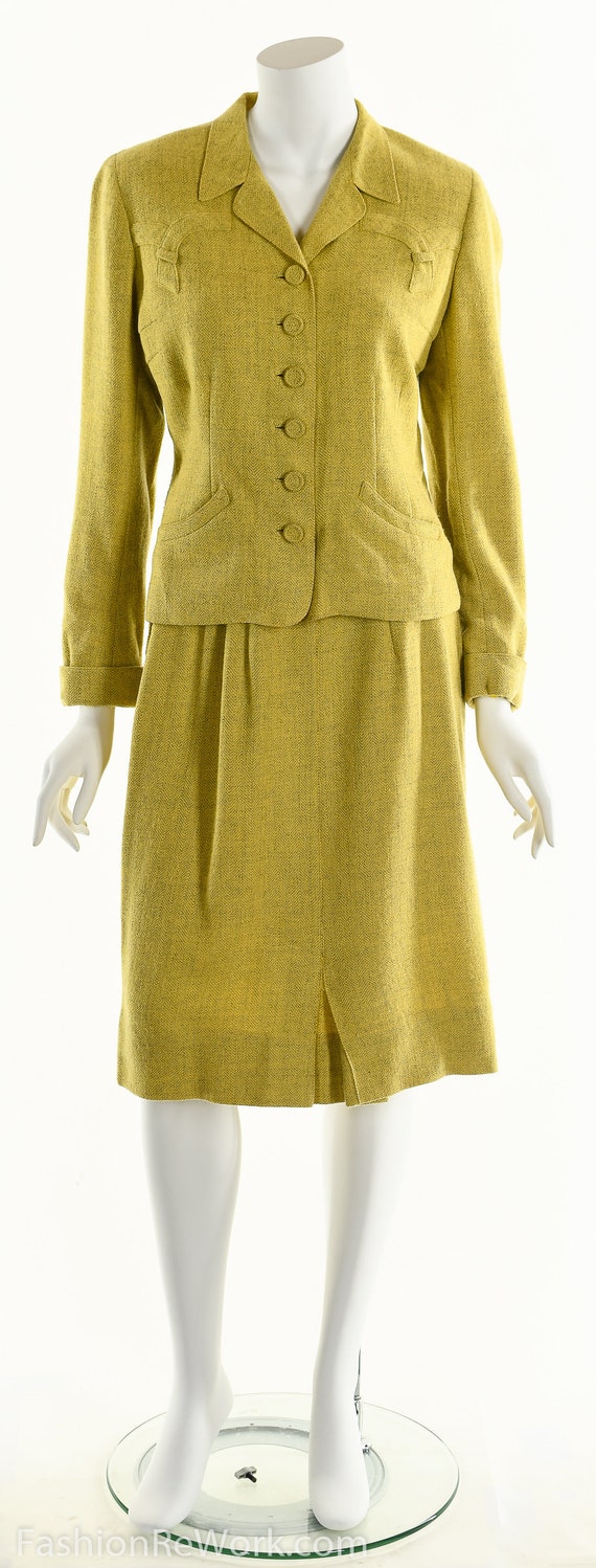 40's suit,vintage 1940's suit, yellow suit, skirt… - image 3
