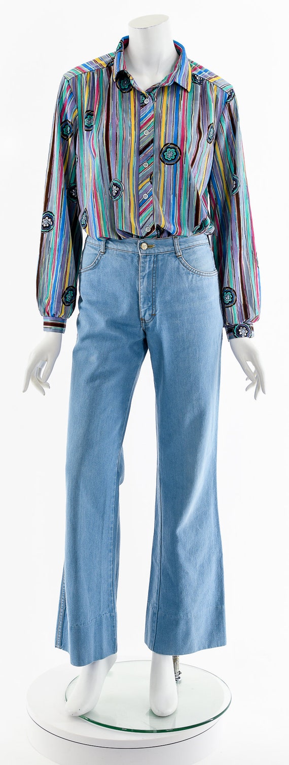 Rainbow Abstract 70s Button Up - image 4