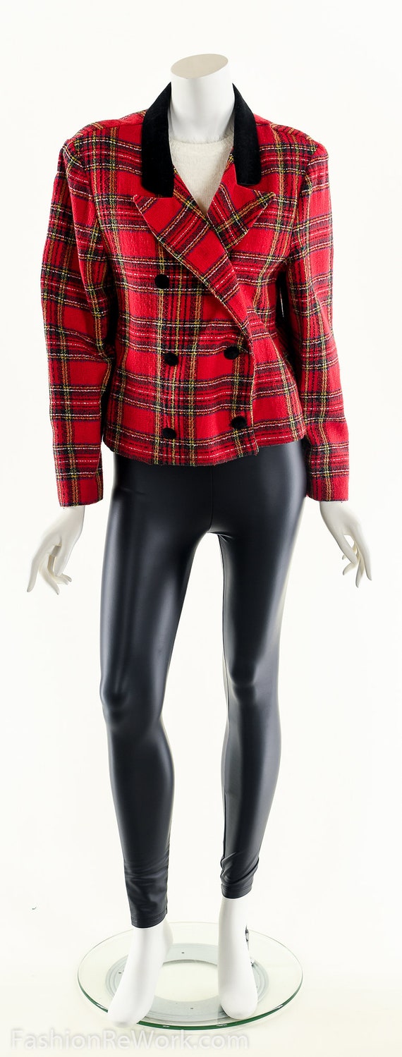 Cropped Plaid Jacket,Red Cluless Jacket,Double Br… - image 6