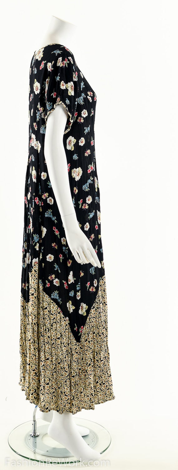 90s Rayon Gauze Dress, Floral Rayon Dress,90s Gru… - image 3
