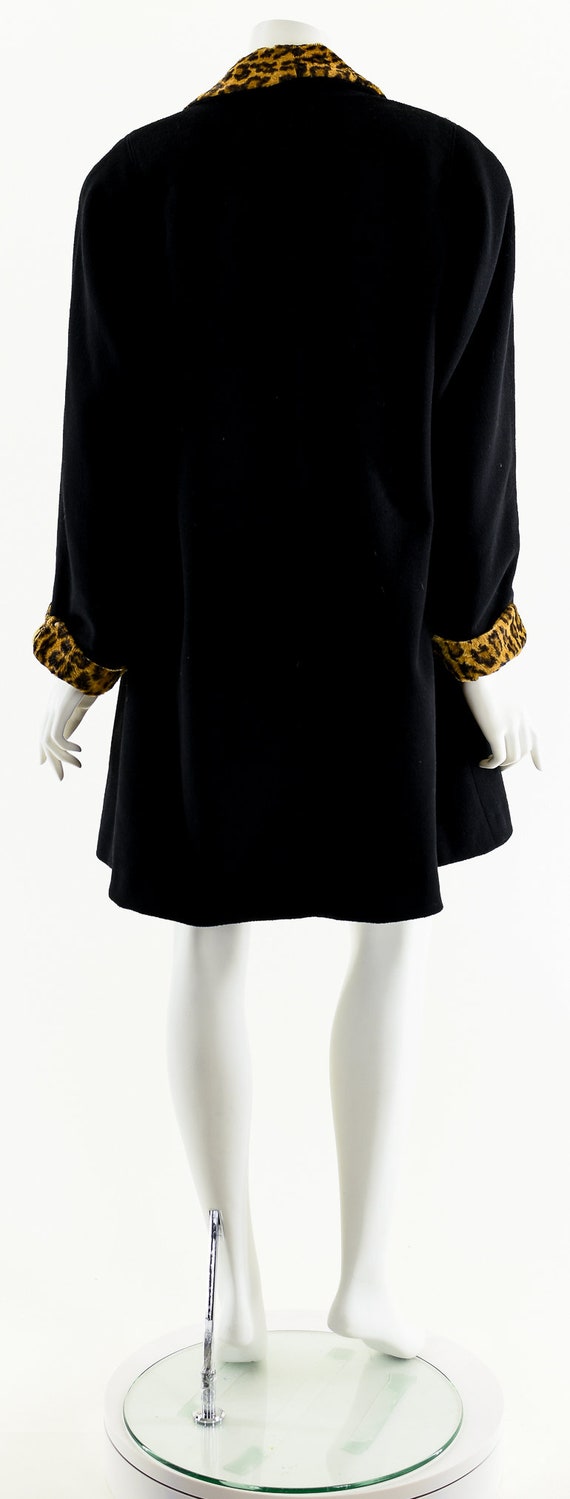 Black Cheetah Wool Swing Coat - image 7
