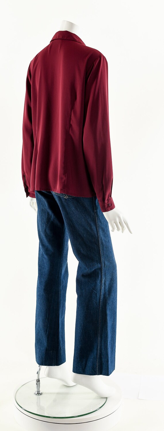 Burgundy Balloon Sleeve Blouse - image 6