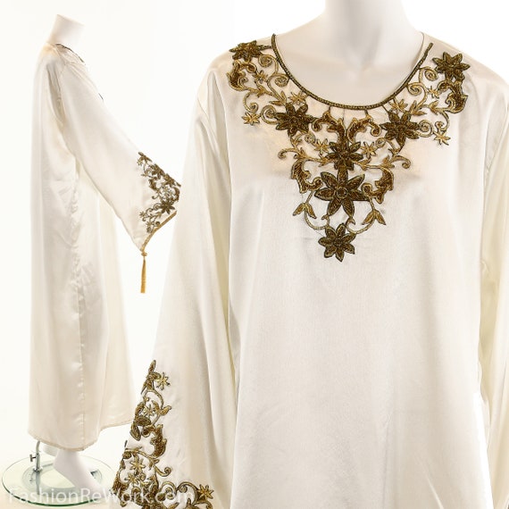 White Silk Kaftan, Vintage Kaftan, Caftan Dress, E