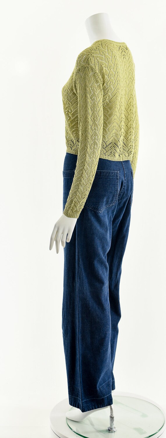 Sage Green Crochet Knit Crop Top - image 9