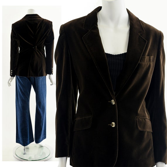 Brown Velvet Blazer Jacket - image 2