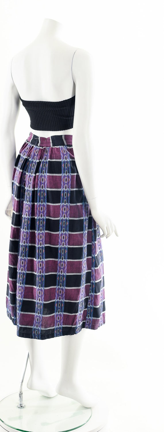 Purple Checkered Mini Skirt,Vintage Pleated Woven… - image 6