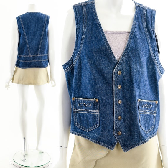 Western Denim Snap Vest - image 1