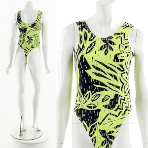 80s Neon High Cut Brazilian Cheeky One Piece Swimsuit