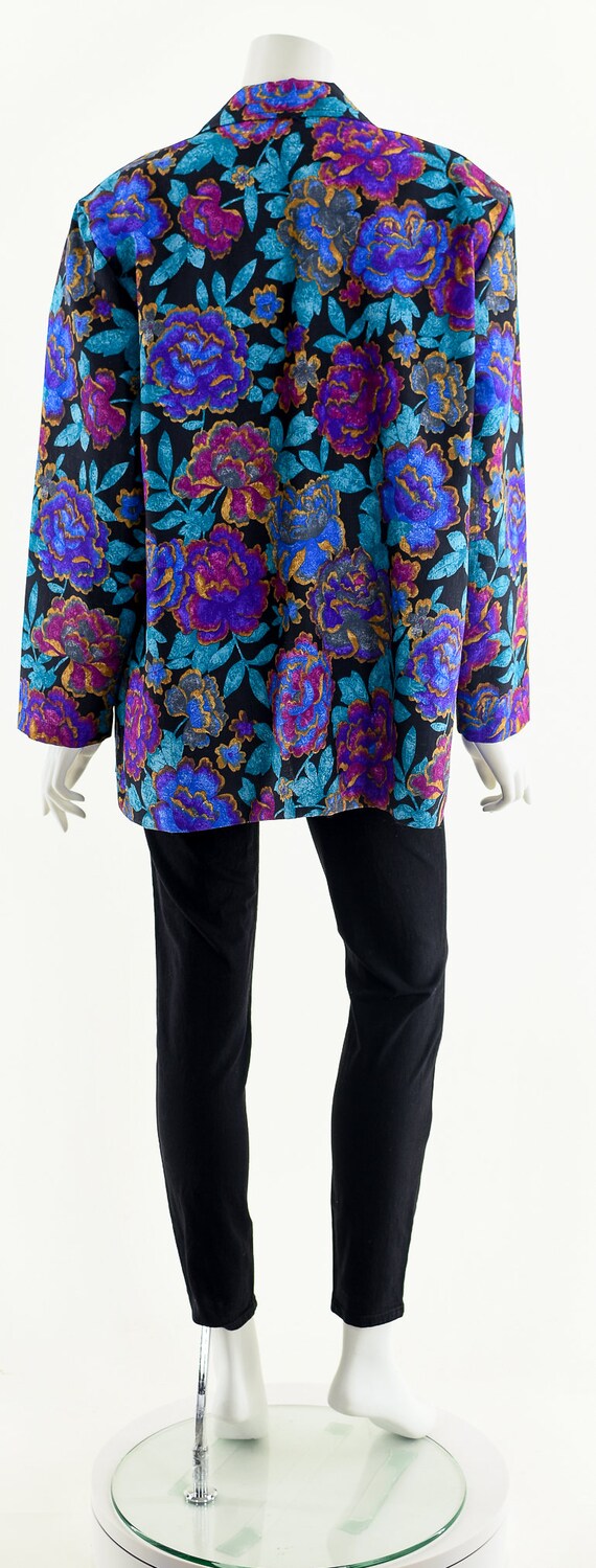 Bright Jewel Tone Floral 80s Jacket - image 7