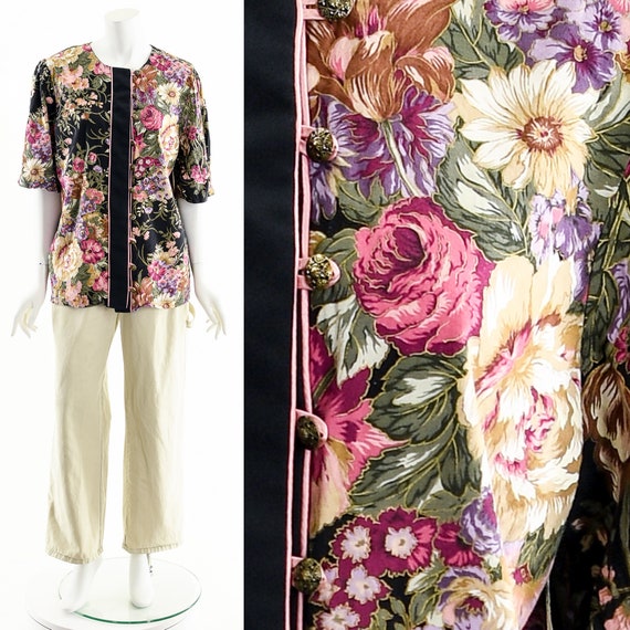 Dark Romantic Floral Print Blouse