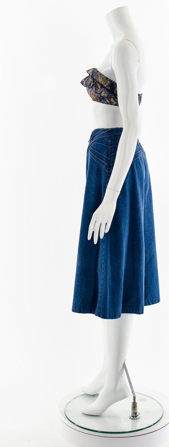 Denim Hippie Palazzo Pants Culottes 70s - image 9