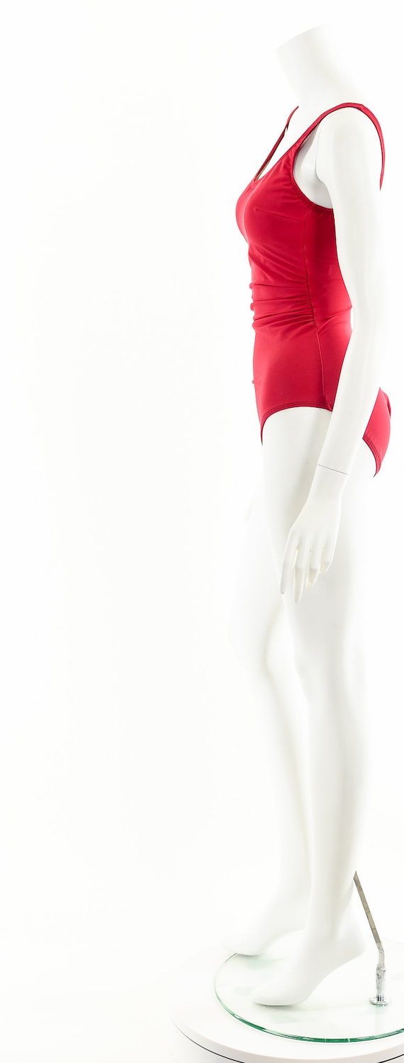 red bathing suit,red one piece,red vintage suit,6… - image 9