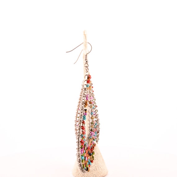 metallic rainbow peacock earrings,bohemian rainbo… - image 7