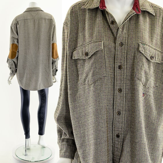 Tommy Hilfiger wool houndstooth button up - image 1