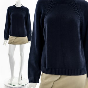 Quiet Luxury Cotton Preppy Mock Neck Sweater
