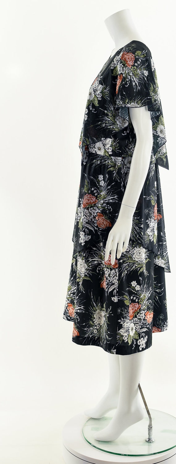 Black Floral Flowy Midi Dress - image 9