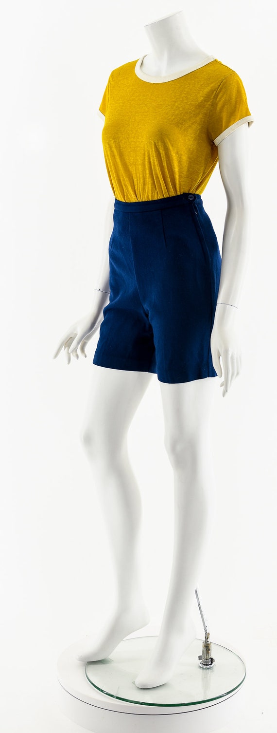50s Blue Wool High Waist Pin Up Shorts - image 10